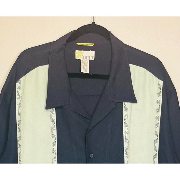 Cubavera Heritage Fit Shirt Mens 2XL vintage Black/Pistachio Rayon Button up - Picture 2 of 15